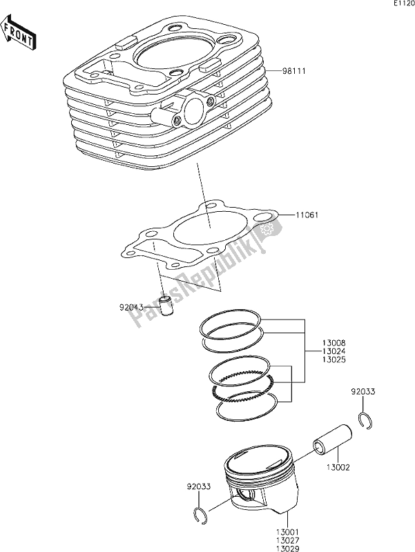 Tutte le parti per il 2 Cylinder/piston(s) del Kawasaki KLX 150 BF 2021