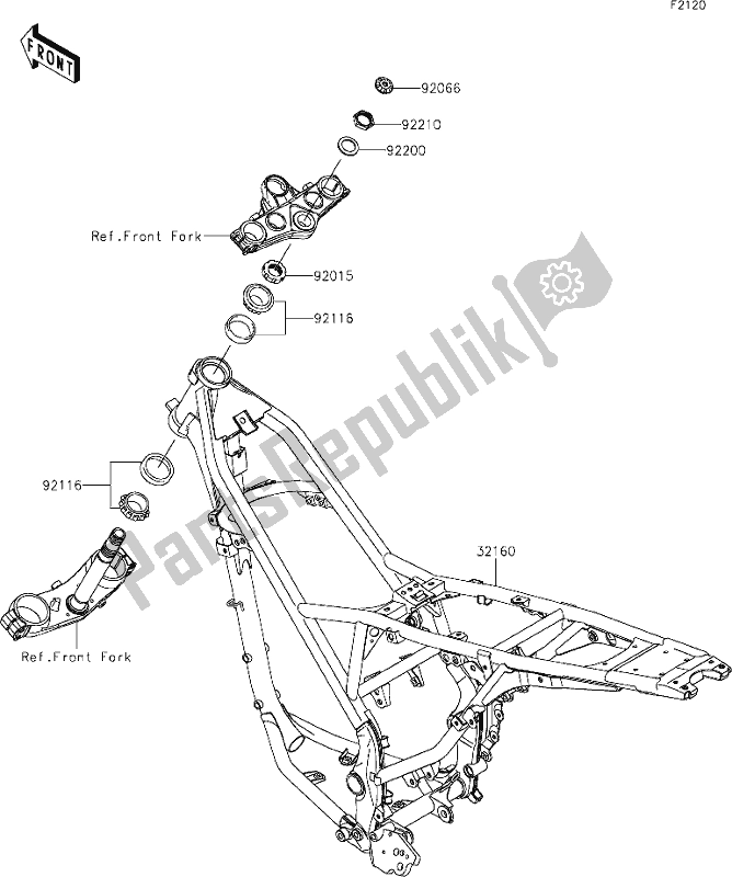 All parts for the 20 Frame of the Kawasaki KLX 150 BF 2021