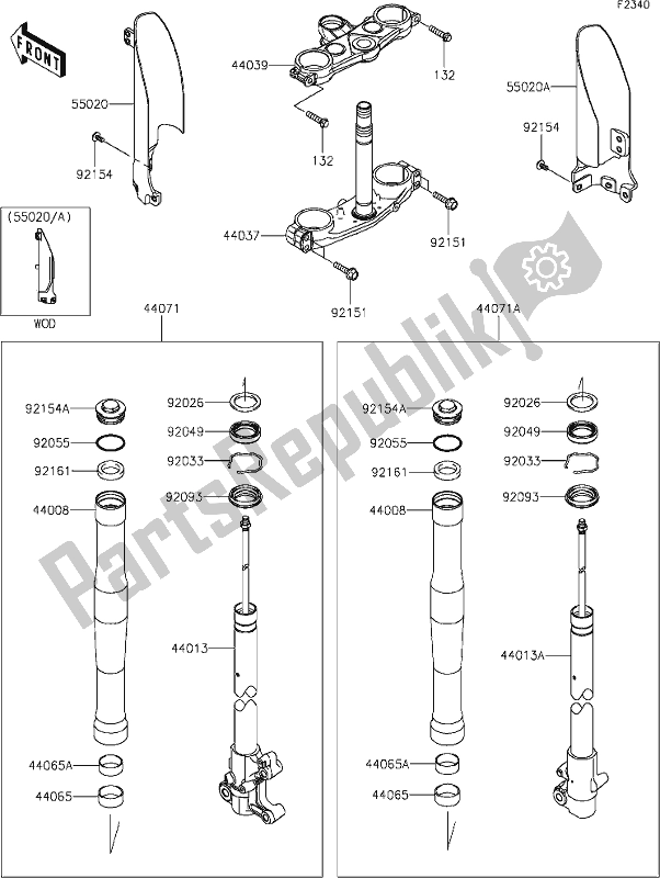 Wszystkie części do 38 Front Fork Kawasaki KLX 150 BF 2021