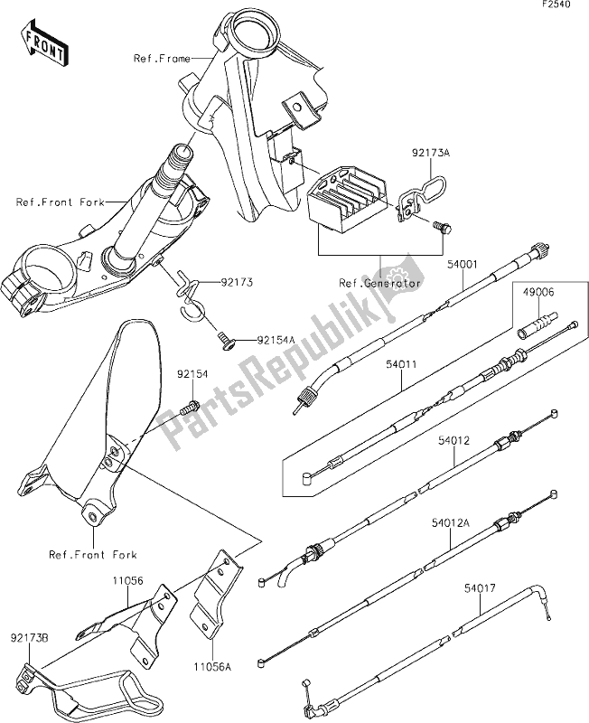 Todas as partes de 42 Cables do Kawasaki KLX 150 BF 2021