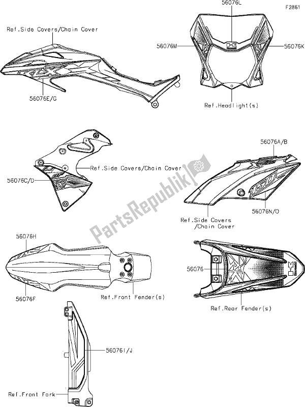 All parts for the 51 Decals of the Kawasaki KLX 150 BF 2021