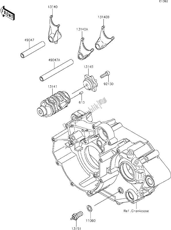 All parts for the 10 Gear Change Drum/shift Fork(s) of the Kawasaki KLX 230 2020