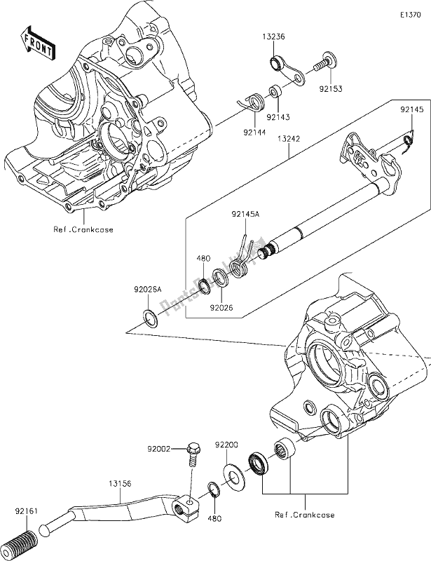 Alle onderdelen voor de 11 Gear Change Mechanism van de Kawasaki KLX 230 2020