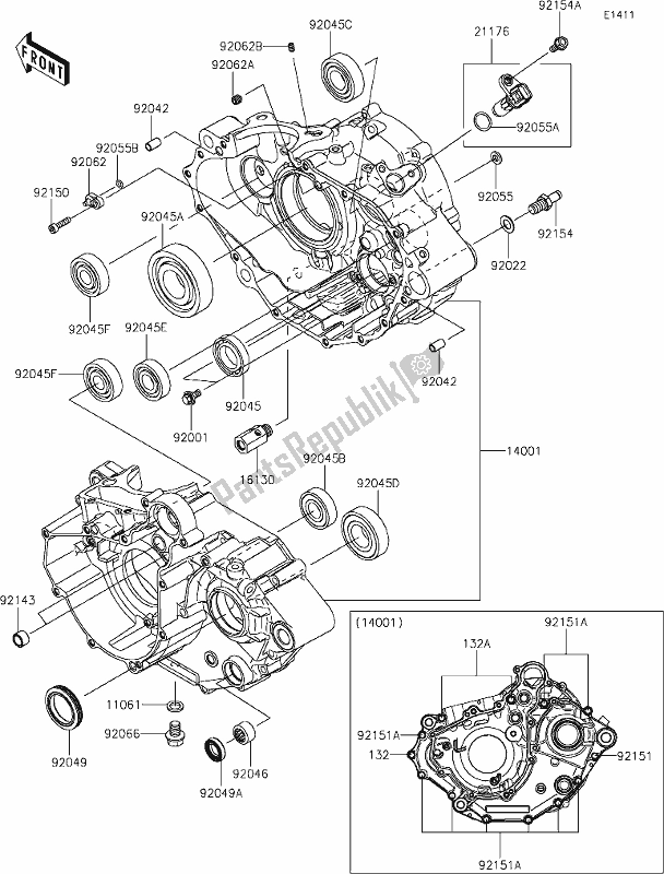 Alle onderdelen voor de 12 Crankcase van de Kawasaki KLX 230 2020
