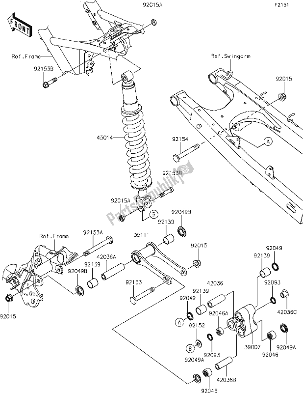 All parts for the 25 Suspension/shock Absorber of the Kawasaki KLX 230 2020