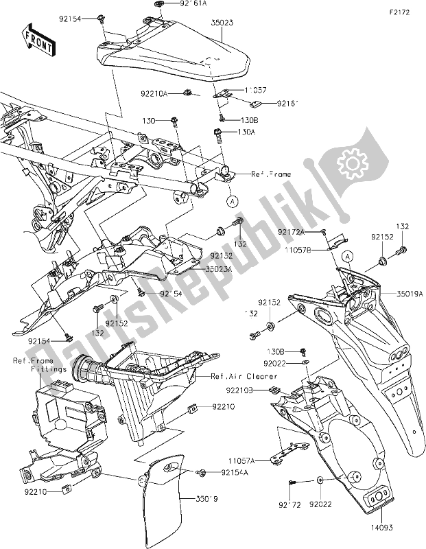 All parts for the 28 Rear Fender(s) of the Kawasaki KLX 230 2020