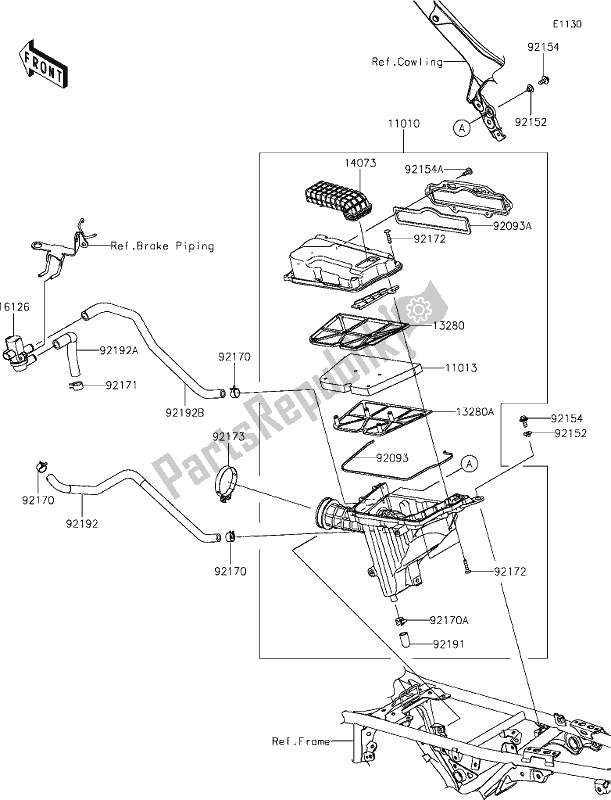 All parts for the 3 Air Cleaner of the Kawasaki KLX 230 2020