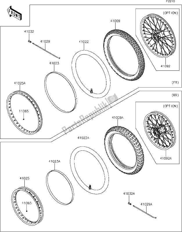 All parts for the 30 Tires of the Kawasaki KLX 230 2020