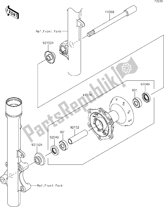 Todas las partes para 31 Front Hub de Kawasaki KLX 230 2020