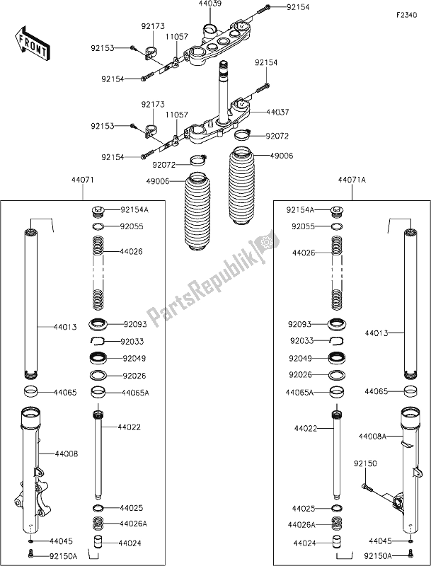 Tutte le parti per il 40 Front Fork del Kawasaki KLX 230 2020