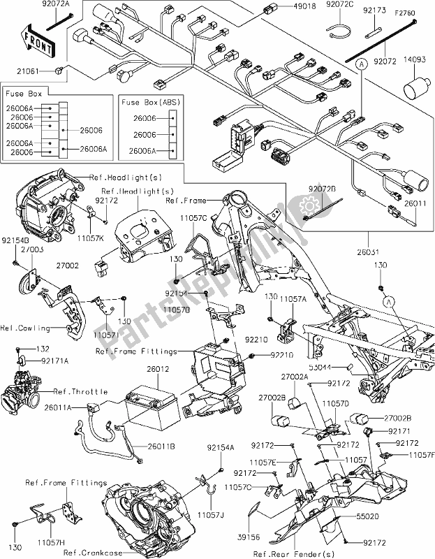 All parts for the 49-1chassis Electrical Equipment of the Kawasaki KLX 230 2020