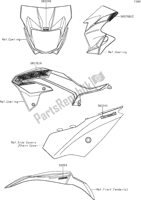 Alle onderdelen voor de 53 Decals van de Kawasaki KLX 230 2020