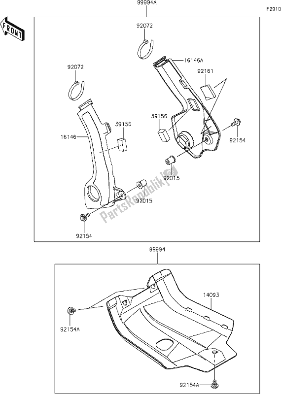 All parts for the 55 Accessory(frame Cover) of the Kawasaki KLX 230 2020