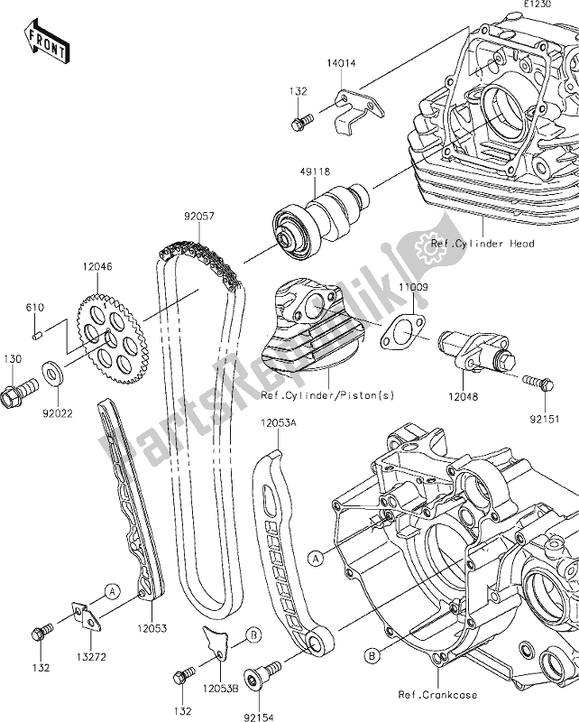 Alle onderdelen voor de 6 Camshaft(s)/tensioner van de Kawasaki KLX 230 2020