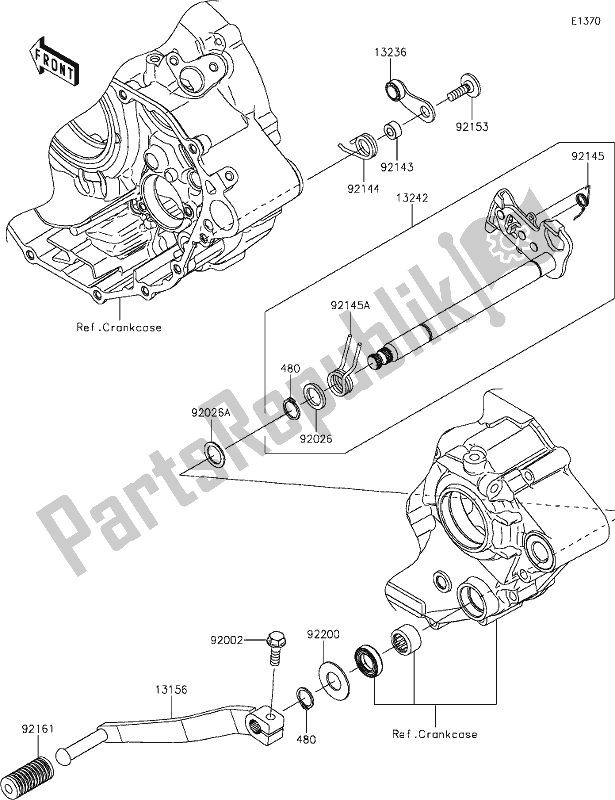 Alle onderdelen voor de 11 Gear Change Mechanism van de Kawasaki KLX 230 2021