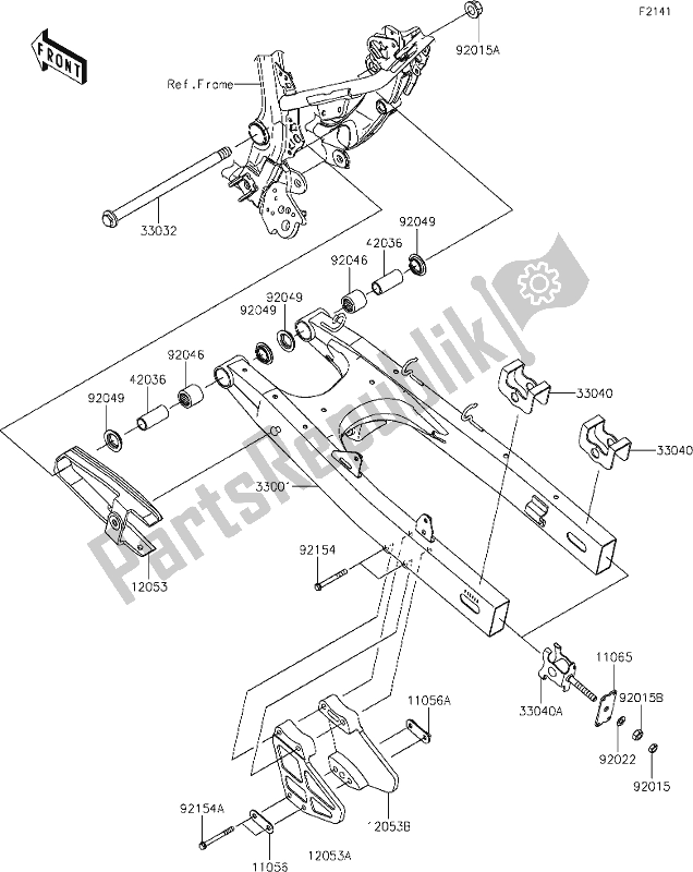 Alle onderdelen voor de 24 Swingarm van de Kawasaki KLX 230 2021