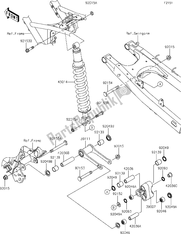 Alle onderdelen voor de 25 Suspension/shock Absorber van de Kawasaki KLX 230 2021