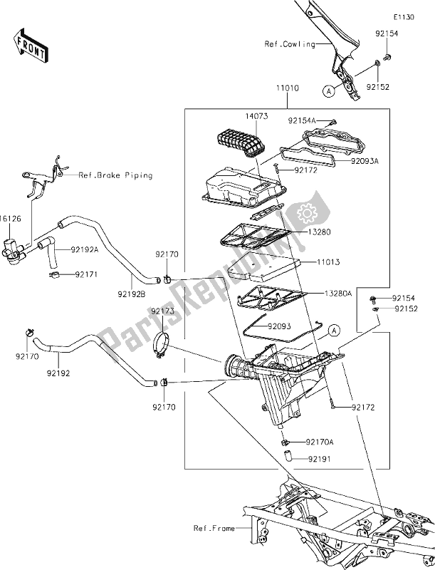 Todas as partes de 3 Air Cleaner do Kawasaki KLX 230 2021