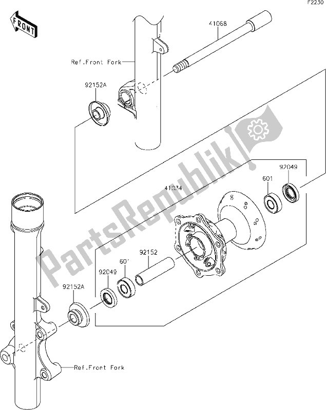 Alle onderdelen voor de 31 Front Hub van de Kawasaki KLX 230 2021