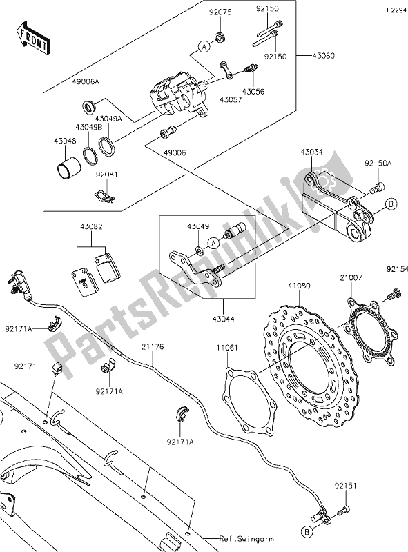 Todas as partes de 38 Rear Brake do Kawasaki KLX 230 2021