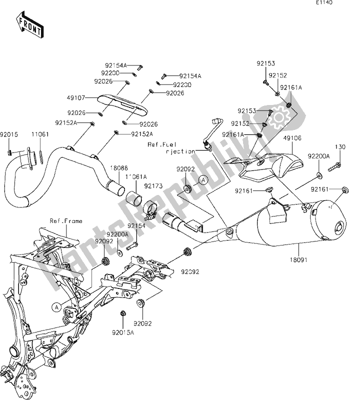 Toutes les pièces pour le 4 Muffler(s) du Kawasaki KLX 230 2021