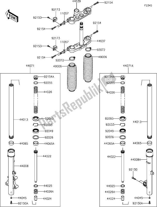 Alle onderdelen voor de 40 Front Fork van de Kawasaki KLX 230 2021