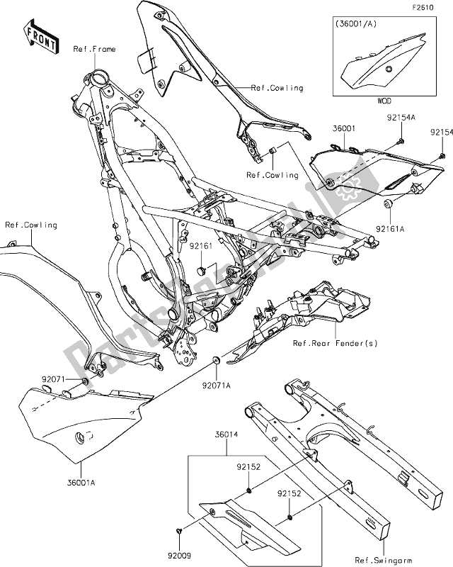 Tutte le parti per il 45 Side Covers/chain Cover del Kawasaki KLX 230 2021