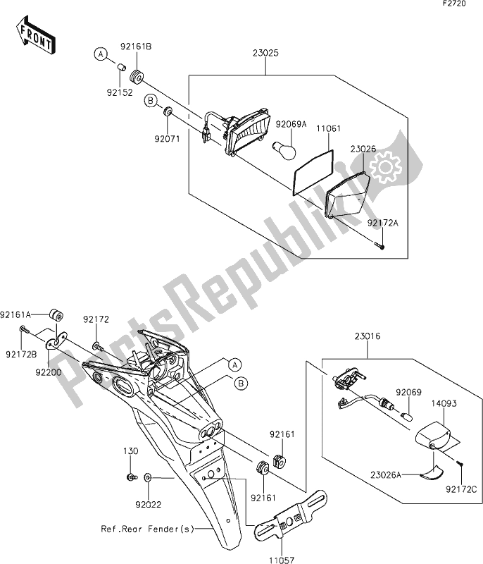 All parts for the 47 Taillight(s) of the Kawasaki KLX 230 2021