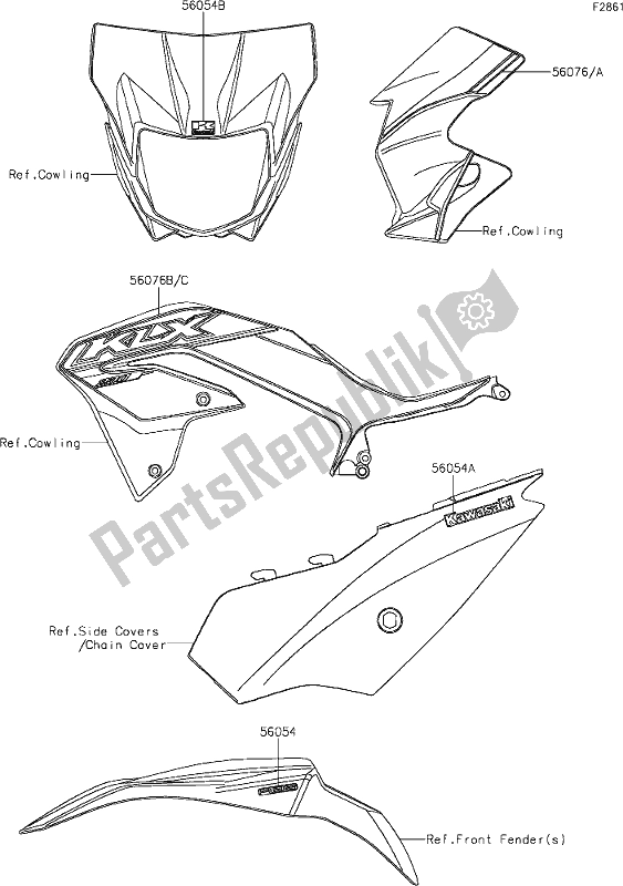 All parts for the 53 Decals of the Kawasaki KLX 230 2021