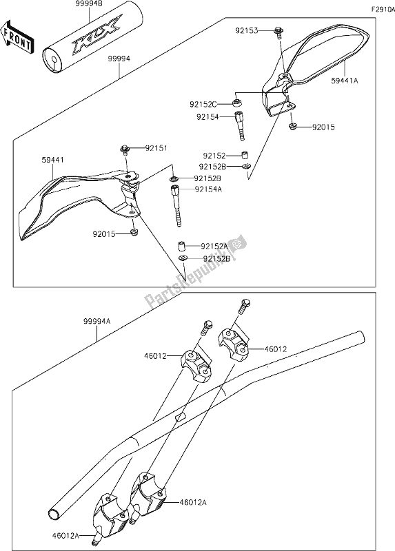 Todas as partes de 56 Accessory(handle) do Kawasaki KLX 230 2021