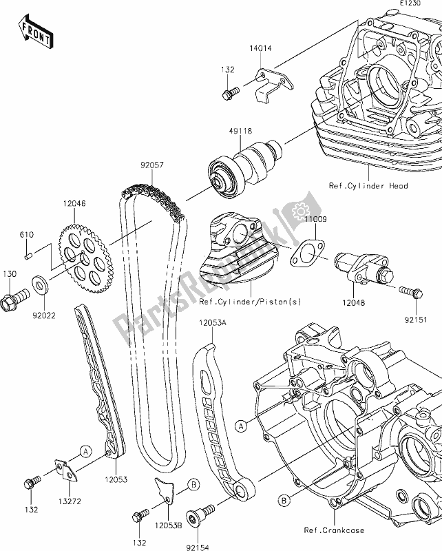 Todas as partes de 6 Camshaft(s)/tensioner do Kawasaki KLX 230 2021