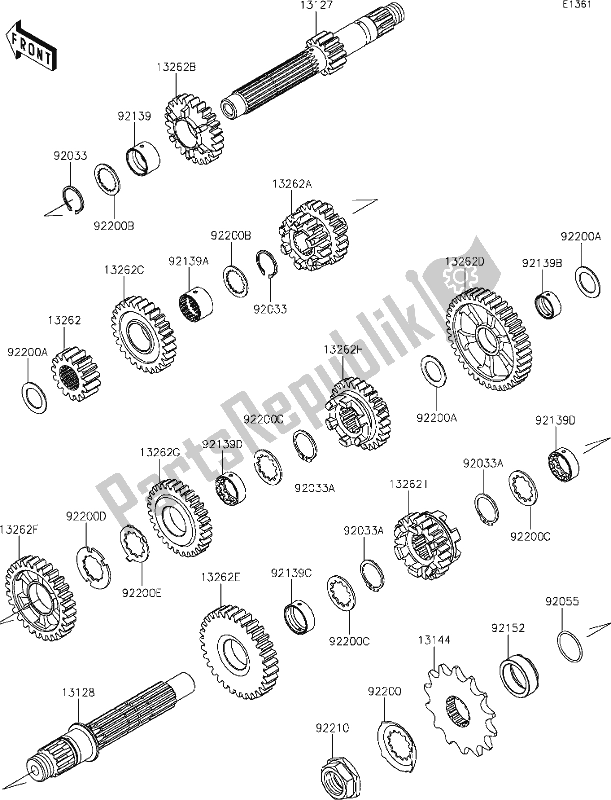 Alle onderdelen voor de 9 Transmission van de Kawasaki KLX 230 2021