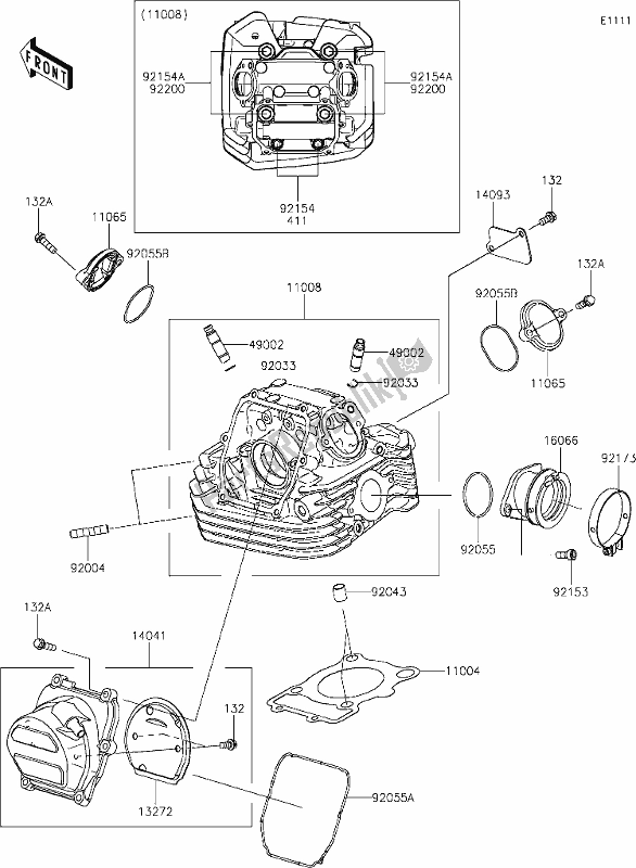 All parts for the 1 Cylinder Head of the Kawasaki KLX 230R 2020