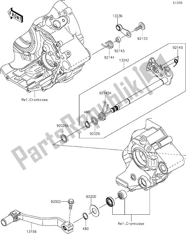 All parts for the 11 Gear Change Mechanism of the Kawasaki KLX 230R 2020