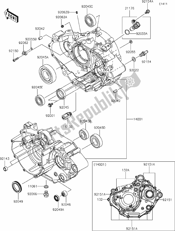 Alle onderdelen voor de 12 Crankcase van de Kawasaki KLX 230R 2020