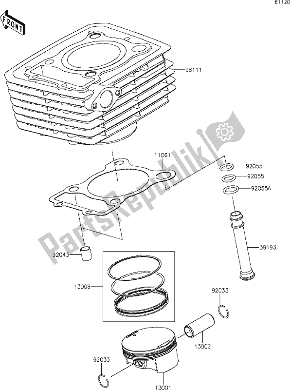 All parts for the 2 Cylinder/piston(s) of the Kawasaki KLX 230R 2020