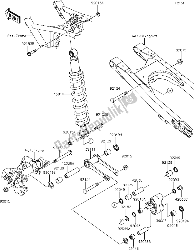 Alle onderdelen voor de 25 Suspension/shock Absorber van de Kawasaki KLX 230R 2020