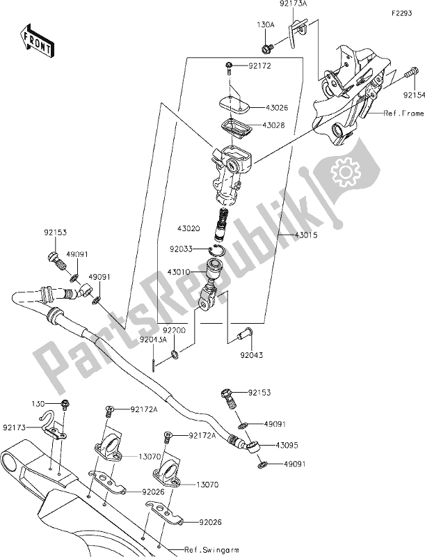 All parts for the 36 Rear Master Cylinder of the Kawasaki KLX 230R 2020