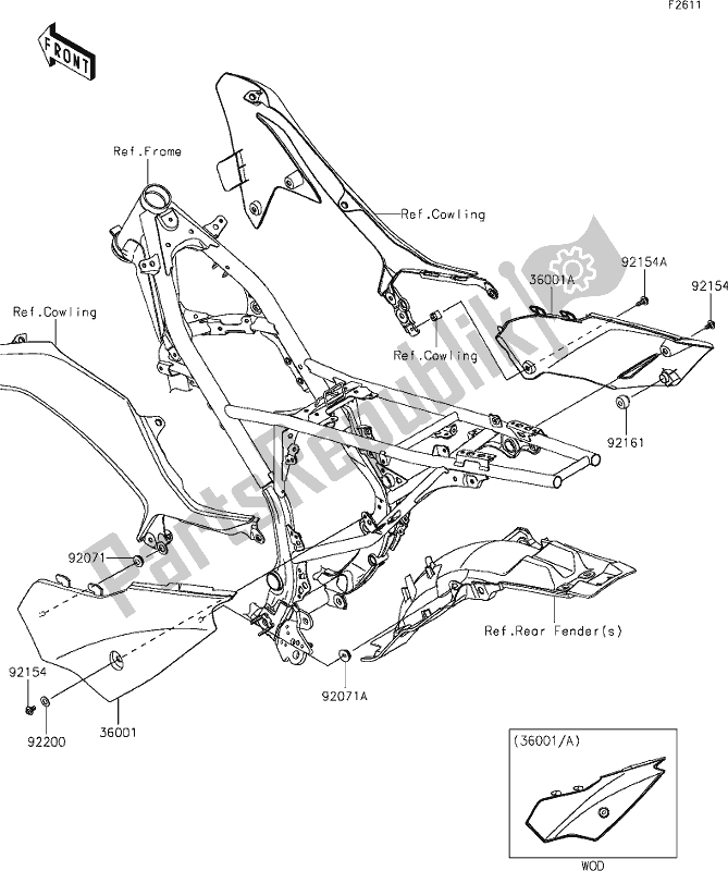 Alle onderdelen voor de 43 Side Covers van de Kawasaki KLX 230R 2020