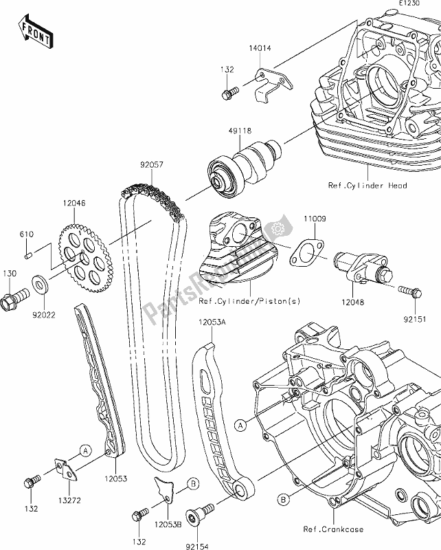 Todas as partes de 6 Camshaft(s)/tensioner do Kawasaki KLX 230R 2020