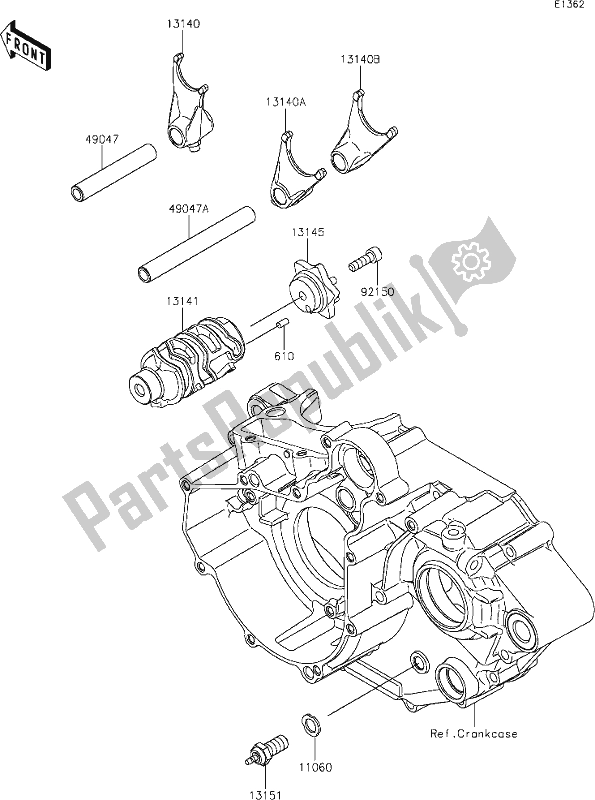 All parts for the 10 Gear Change Drum/shift Fork(s) of the Kawasaki KLX 230R 2021