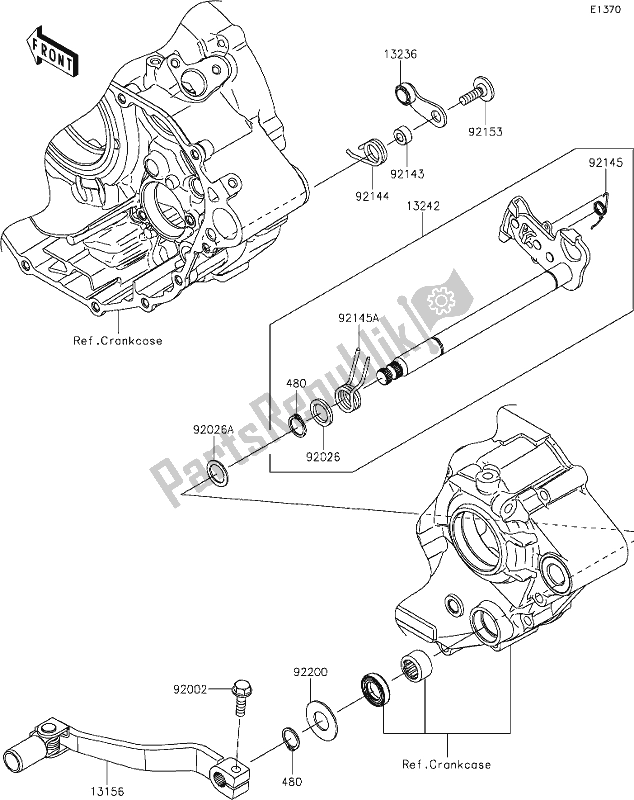 Alle onderdelen voor de 11 Gear Change Mechanism van de Kawasaki KLX 230R 2021