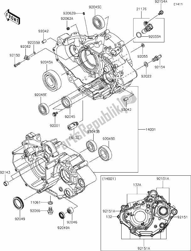 Alle onderdelen voor de 12 Crankcase van de Kawasaki KLX 230R 2021