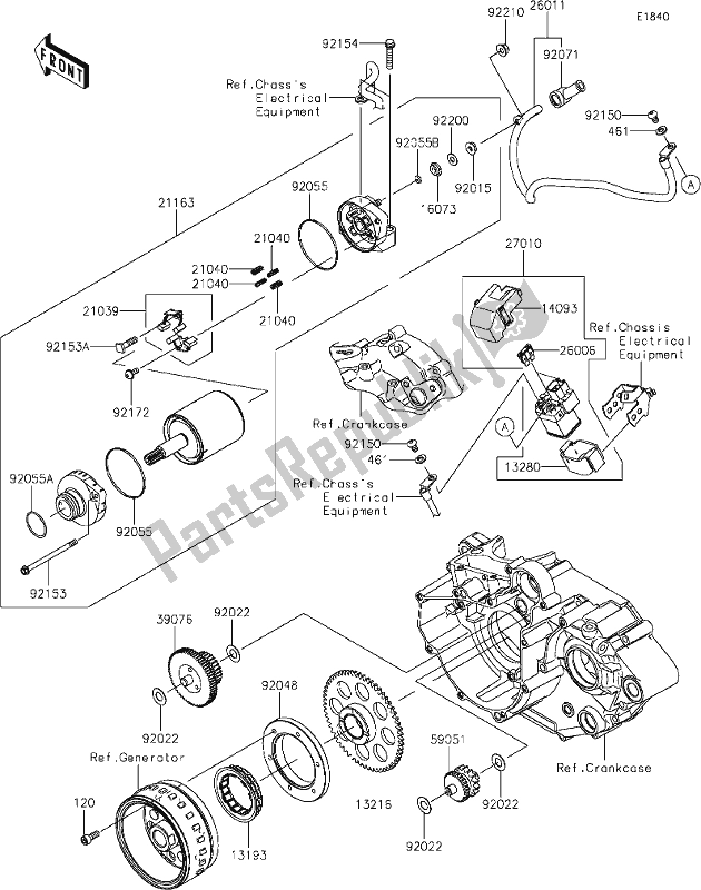 Wszystkie części do 20 Starter Motor Kawasaki KLX 230R 2021