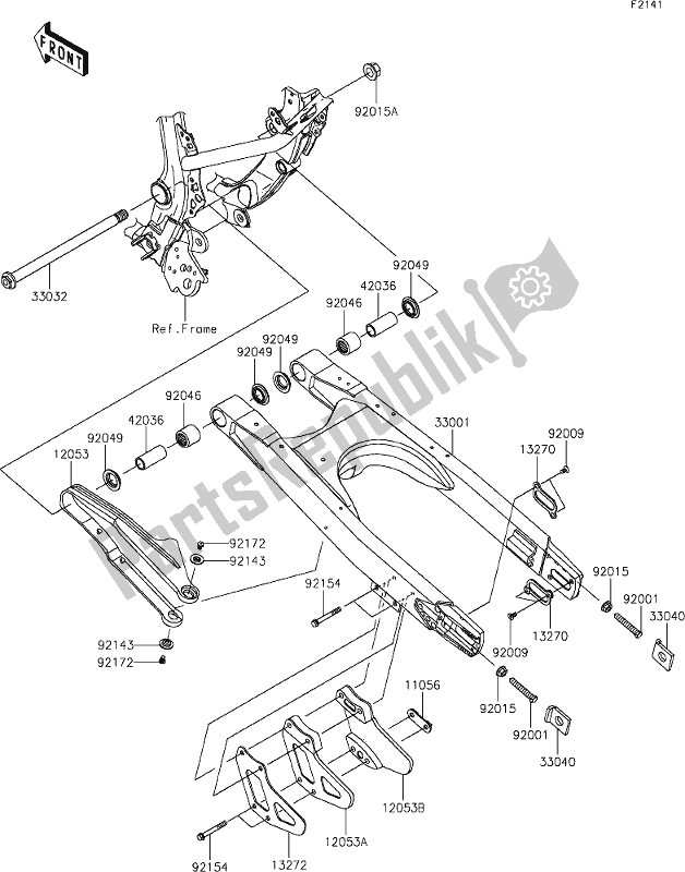 Todas as partes de 24 Swingarm do Kawasaki KLX 230R 2021