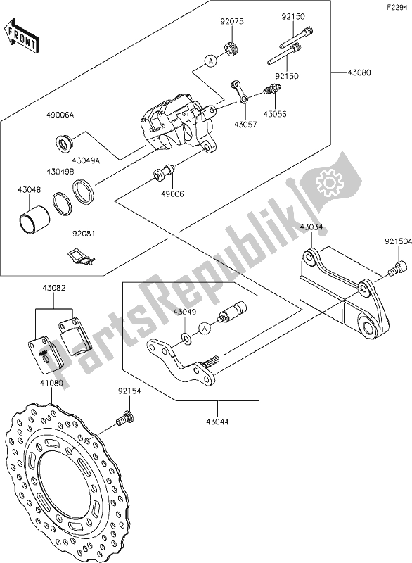 All parts for the 37 Rear Brake of the Kawasaki KLX 230R 2021