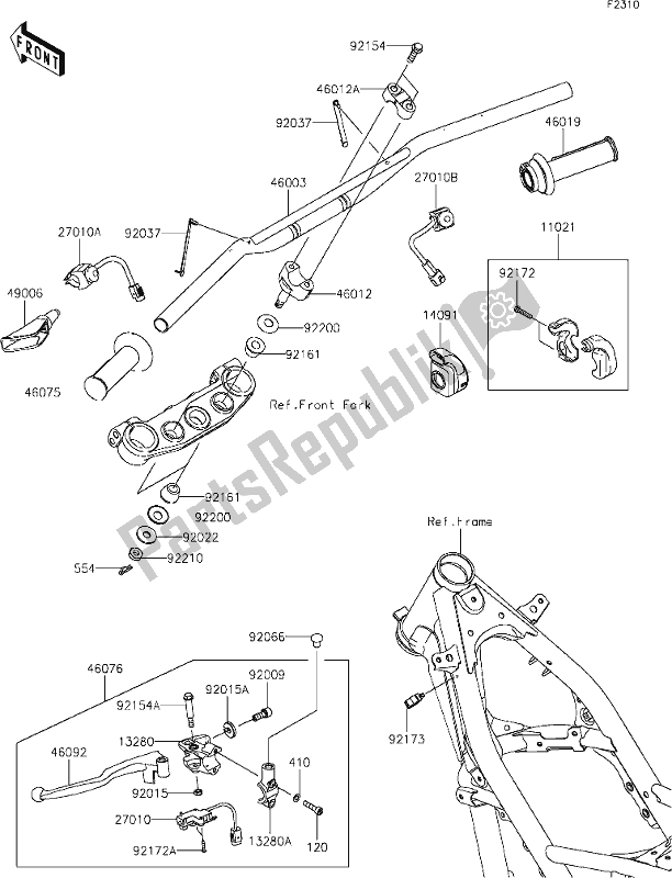 Wszystkie części do 38 Handlebar Kawasaki KLX 230R 2021