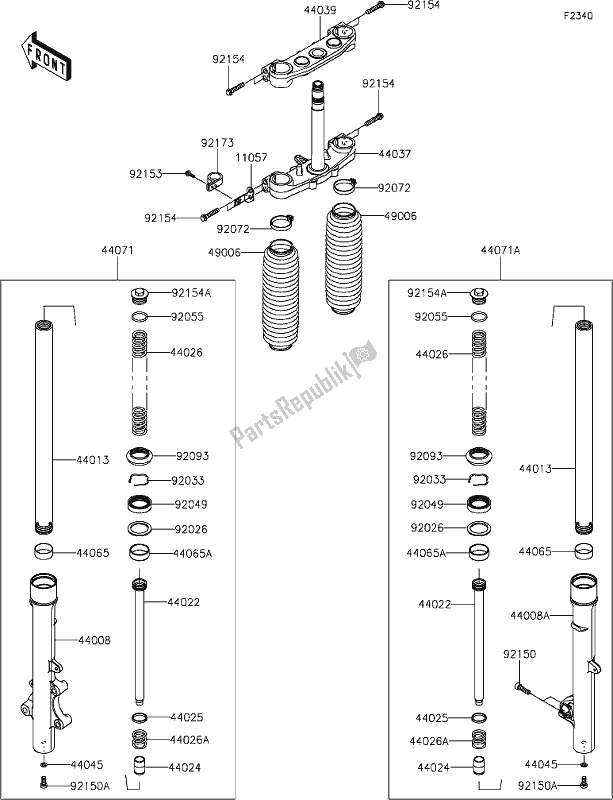 All parts for the 39 Front Fork of the Kawasaki KLX 230R 2021