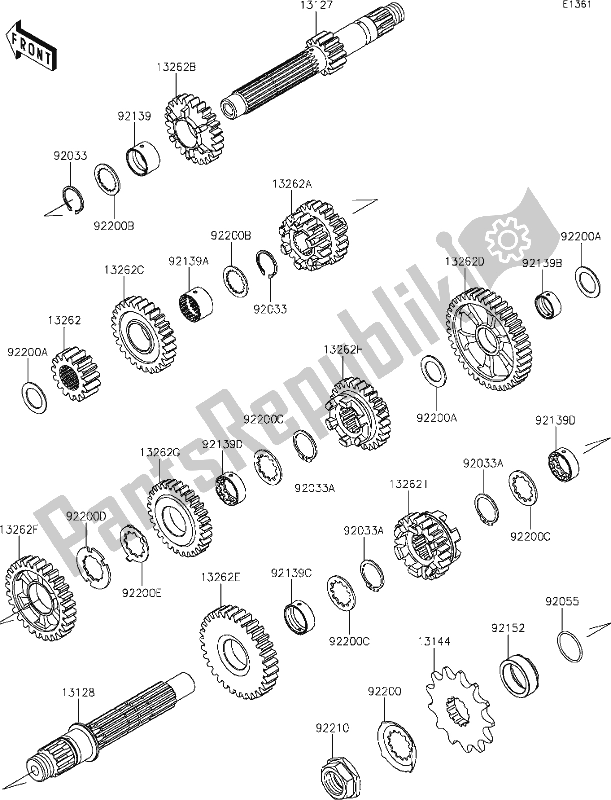 All parts for the 9 Transmission of the Kawasaki KLX 230R 2021