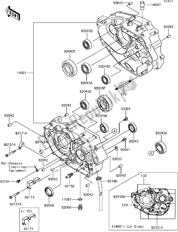 Tutte le parti per il C-3 Crankcase del Kawasaki KLX 250S 2017